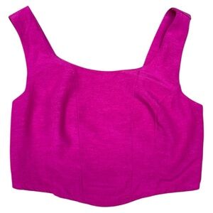 Midnight Sky Hot Pink Smocked Crop Tank Top Size Small
